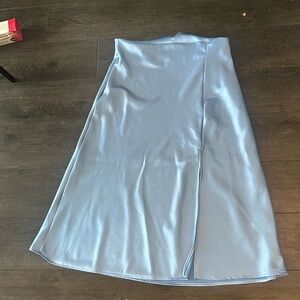 Light blue midi silk skirt